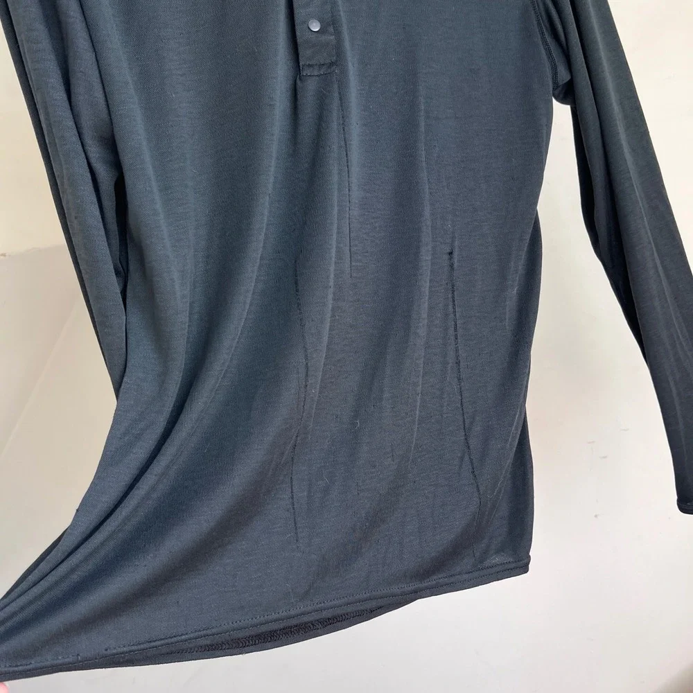 Patagonia Capilene Henley Top S‎ Black Long Sleeve Base Layer Made in USA